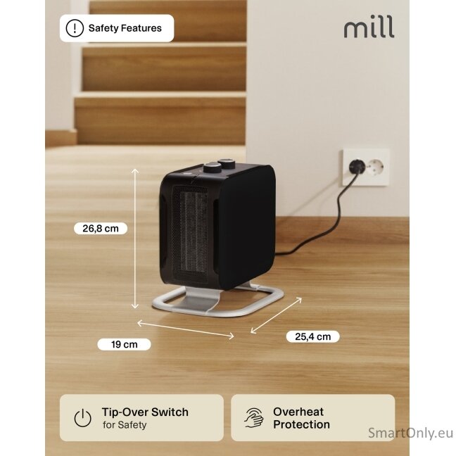 Mill | Heater | CUS1800MECBA | PTC Fan | 1800 W | Suitable for rooms up to 30 m² | Black 12