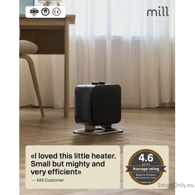 Mill | Heater | CUS1800MECBA | PTC Fan | 1800 W | Suitable for rooms up to 30 m² | Black 13