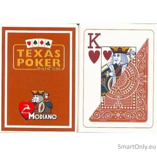 Modiano Texas Poker Hold Em Jumbo Index kortos (rudos) 1 Modiano Texas Poker Hold Em Jumbo Index kortos (rudos) 1