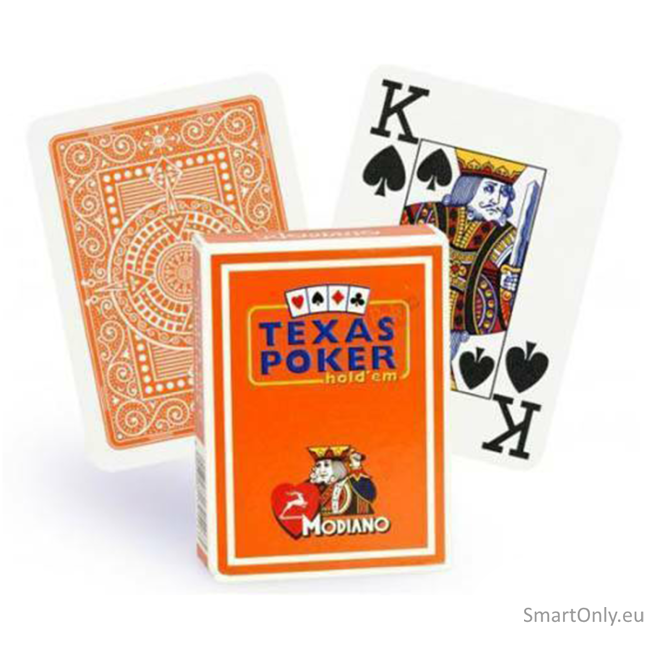 Modiano Texas Poker Hold Em Jumbo Index kortos (oranžinės)