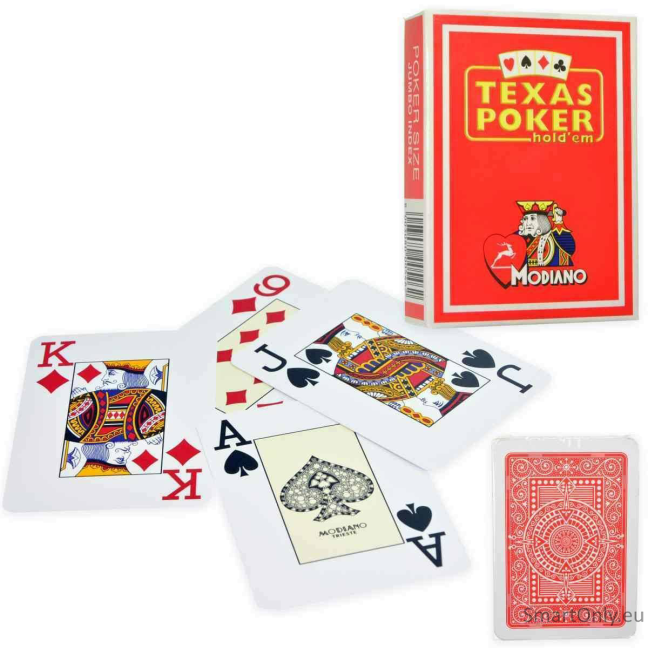 Modiano Texas Poker Hold Em Jumbo Index kortos (raudonos) 1
