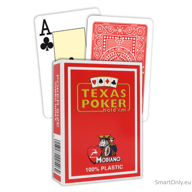 Modiano Texas Poker Hold Em Jumbo Index kortos (raudonos) Modiano Texas Poker Hold Em Jumbo Index kortos (raudonos)