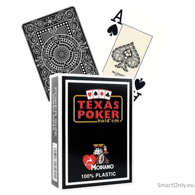 Modiano Texas Poker Hold Em žaidimo kortos (juodos) Modiano Texas Poker Hold Em žaidimo kortos (juodos)