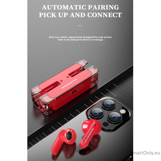 MONSTER Airmars XKT08 TWS wireless earphones Red 7