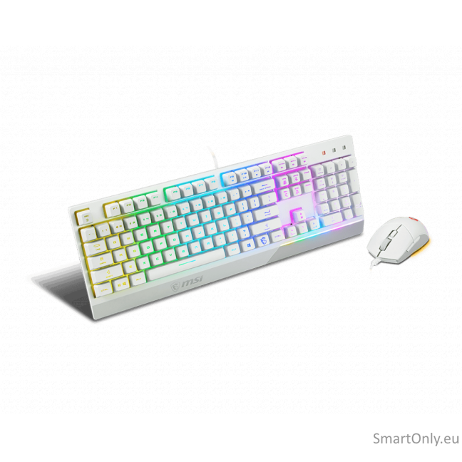 MSI Vigor GK30 COMBO WHITE Keyboard and Mouse Set Wired Mouse included Keyboard stunning RGB lighting effects in 6 areas. CLUTCH GM11 gaming mouse Stunning RGB lighting with over 7 lighting effects. 5-level DPI sensor matches with 5 different colors US Wh 3 MSI Vigor GK30 COMBO WHITE Keyboard and Mouse Set Wired Mouse included Keyboard stunning RGB lighting effects in 6 areas. CLUTCH GM11 gaming mouse Stunning RGB lighting with over 7 lighting effects. 5-level DPI sensor matches with 5 different colors US Wh 3
