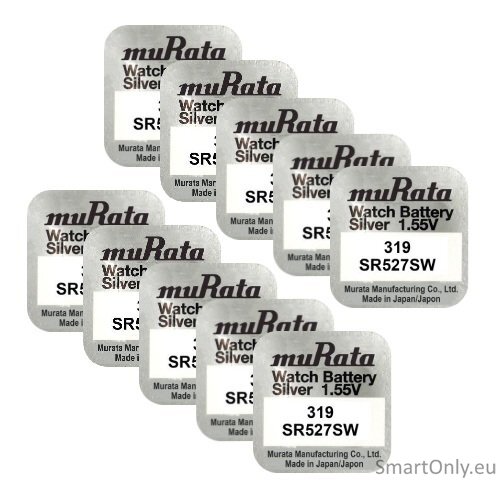 Murata 319 SR527SW sidabro oksido baterijos 10 vnt. 1 Murata 319 SR527SW sidabro oksido baterijos 10 vnt. 1