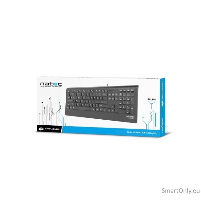 Natec Keyboard, Barracuda, US Layout, Slim Natec Keyboard Barracuda Standard Wired US 529 g Black 5