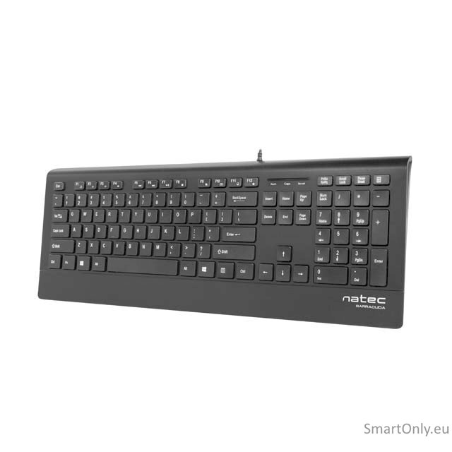 Natec Keyboard, Barracuda, US Layout, Slim Natec Keyboard Barracuda Standard Wired US 529 g Black