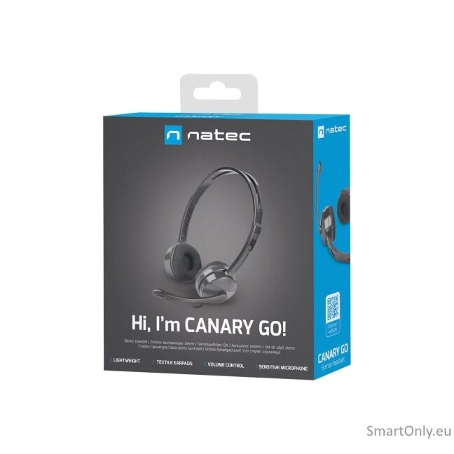 Natec Headset Canary Go On-Ear, Microphone, Noise canceling, 3.5 mm, Black 10 Natec Headset Canary Go On-Ear, Microphone, Noise canceling, 3.5 mm, Black 10