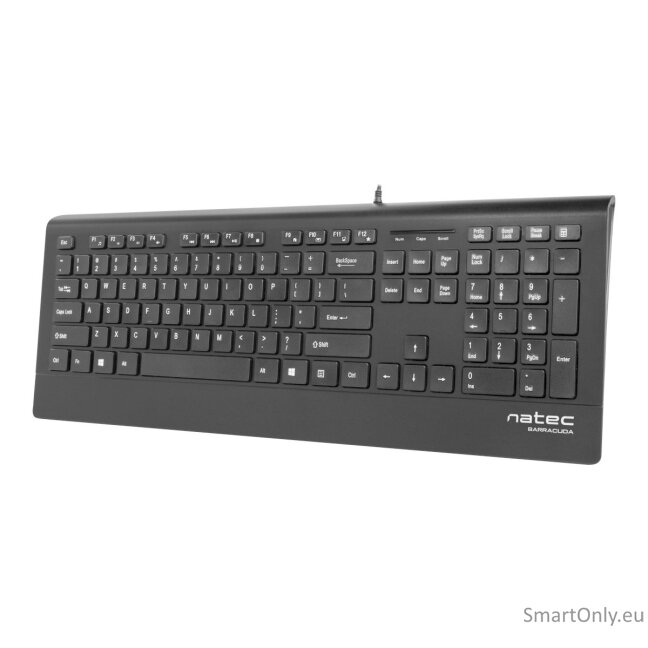 Natec Keyboard, Barracuda, US Layout, Slim Natec Keyboard Barracuda Standard Wired US 529 g Black 6
