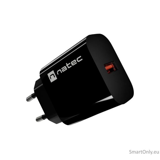 Natec Ribera USB Charger 1X USB-A 18W, Black 2 Natec Ribera USB Charger 1X USB-A 18W, Black 2