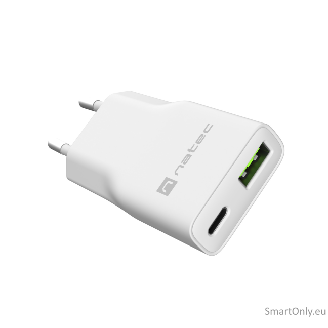 Natec Ribera USB Charger Gan Slim USB 1X USB-A + 1X USB-C 20W | NUC-2376 4