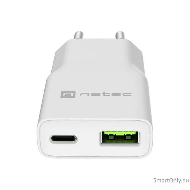 Natec Ribera USB Charger Gan Slim USB 1X USB-A + 1X USB-C 20W | NUC-2376 6