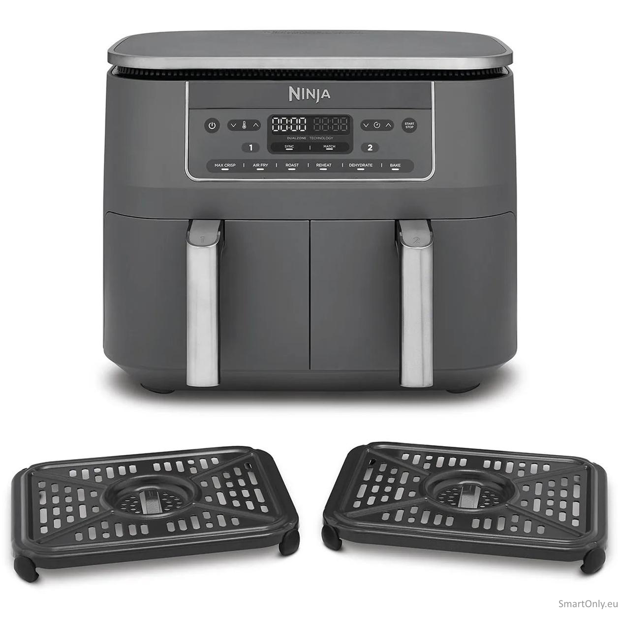 NINJA Double hot air fryer | DZ300EU | Power 2400 W | Capacity 7.6 L | Grey 1 NINJA Double hot air fryer | DZ300EU | Power 2400 W | Capacity 7.6 L | Grey 1