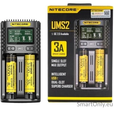 Nitecore UMS2 Intelligent USB Superb Baterijų įkroviklis Nitecore UMS2 Intelligent USB Superb Baterijų įkroviklis