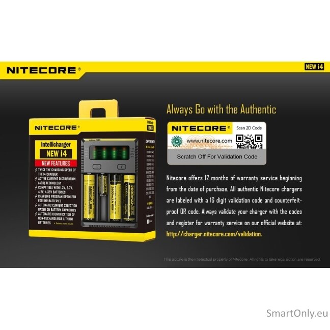 Nitecore Intellicharger New i4 Baterijų įkroviklis 3 Nitecore Intellicharger New i4 Baterijų įkroviklis 3