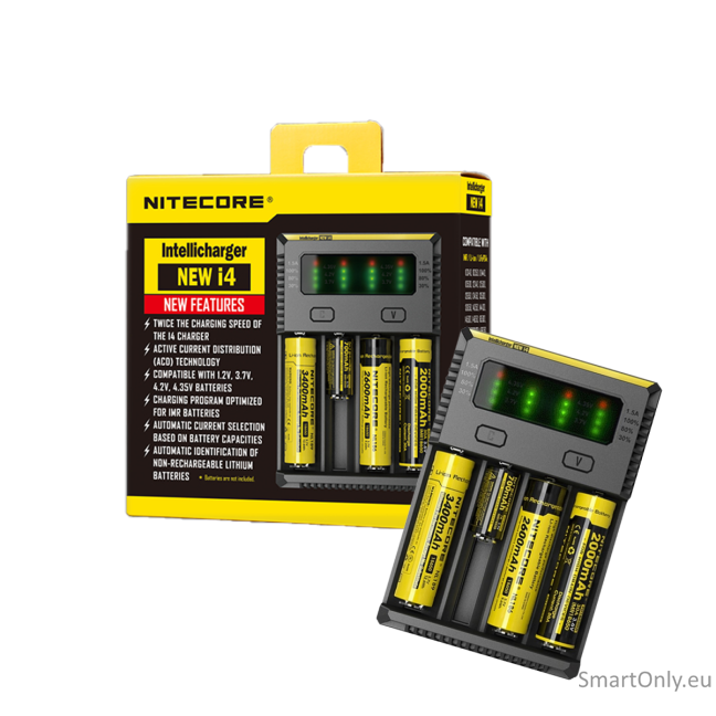 Nitecore Intellicharger New i4 Baterijų įkroviklis 5 Nitecore Intellicharger New i4 Baterijų įkroviklis 5