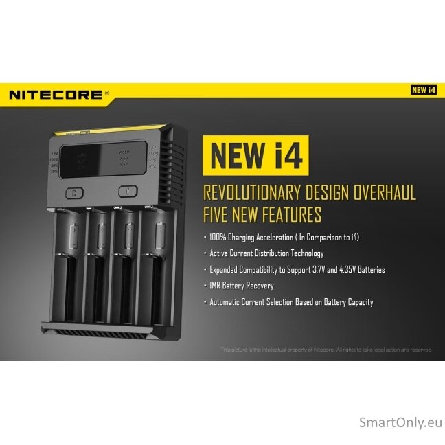 Nitecore Intellicharger New i4 Baterijų įkroviklis 1 Nitecore Intellicharger New i4 Baterijų įkroviklis 1