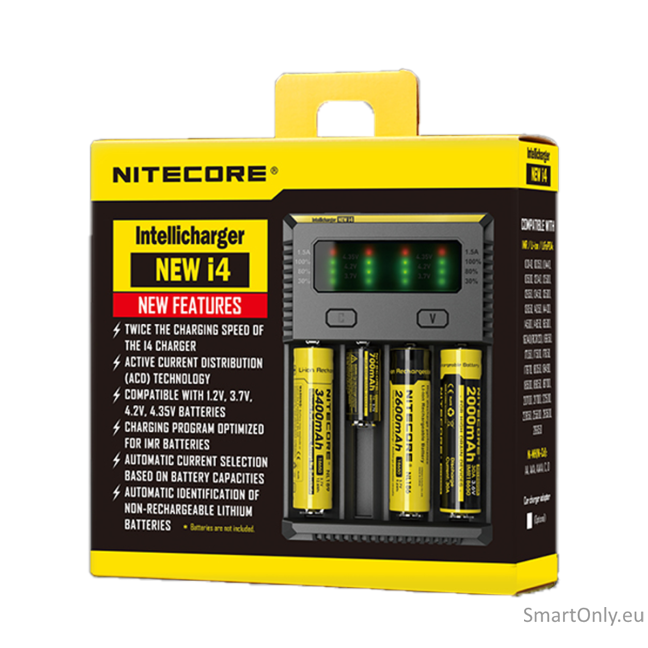 Nitecore Intellicharger New i4 Baterijų įkroviklis Nitecore Intellicharger New i4 Baterijų įkroviklis