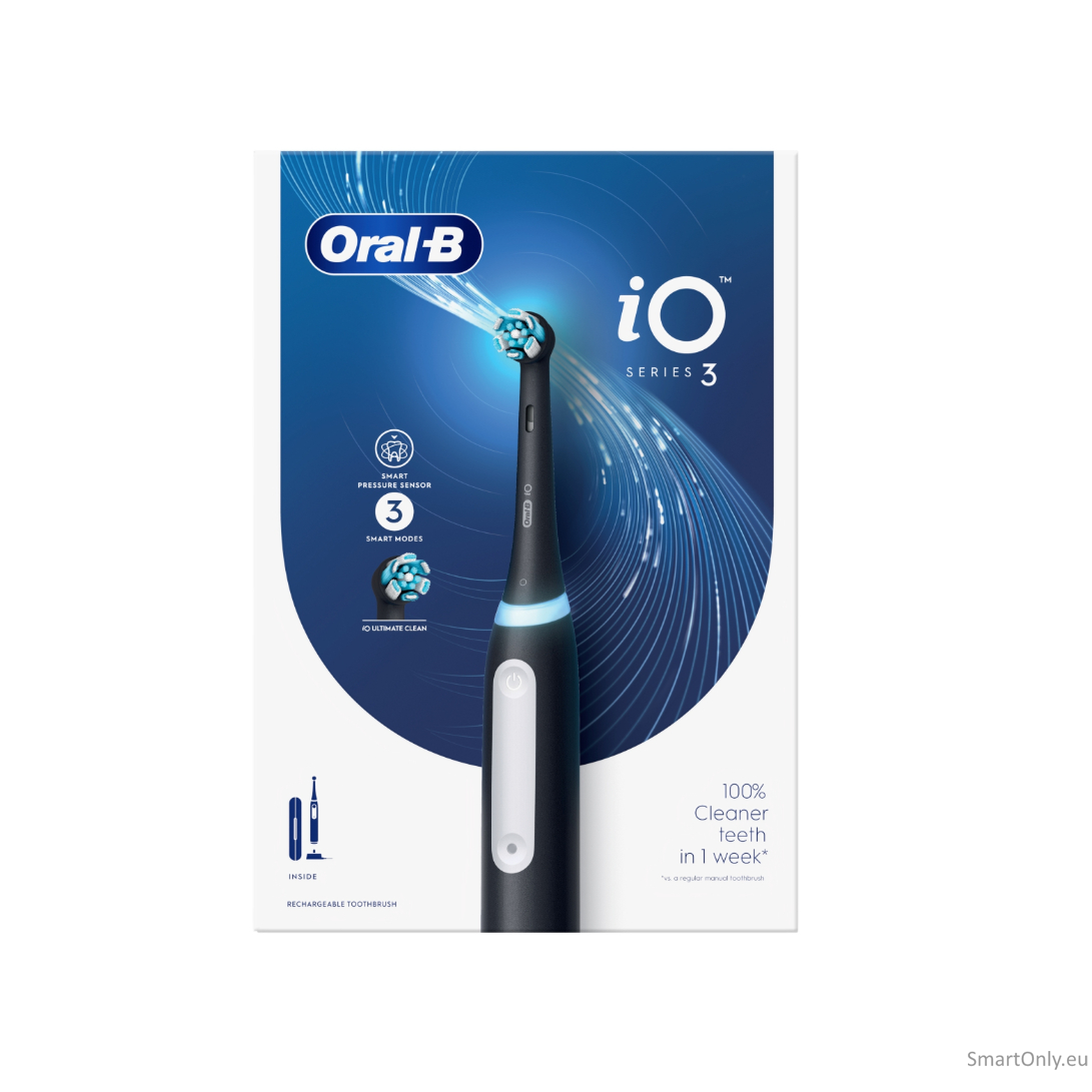 Oral-B iO3 Series Electric toothbrush, Black + Travel case | Oral-B 2 Oral-B iO3 Series Electric toothbrush, Black + Travel case | Oral-B 2