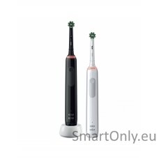 Oral-B Electric Toothbrush Pro3 3900 Cross Action Rechargeable, For adults, Number of brush heads included 2, Black and White, Number of teeth brushing modes 3, Duo Pack + Bonus Handle