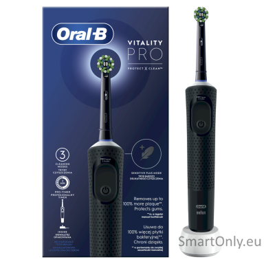Oral-B Electric Toothbrush D103 Vitality Pro Rechargeable, For adults, Number of brush heads included 1, Black, Number of teeth brushing modes 3