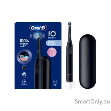 Oral-B Electric Toothbrush with Pressure sensor | iO2 | Rechargeable | For adults | Number of brush heads included 1 | Number of teeth brushing modes 3 | Black
