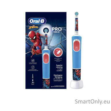 Oral-B Vitality PRO Kids Spiderman Electric Toothbrush, Blue