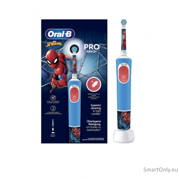 Oral-B Vitality PRO Kids Spiderman Electric Toothbrush, Blue