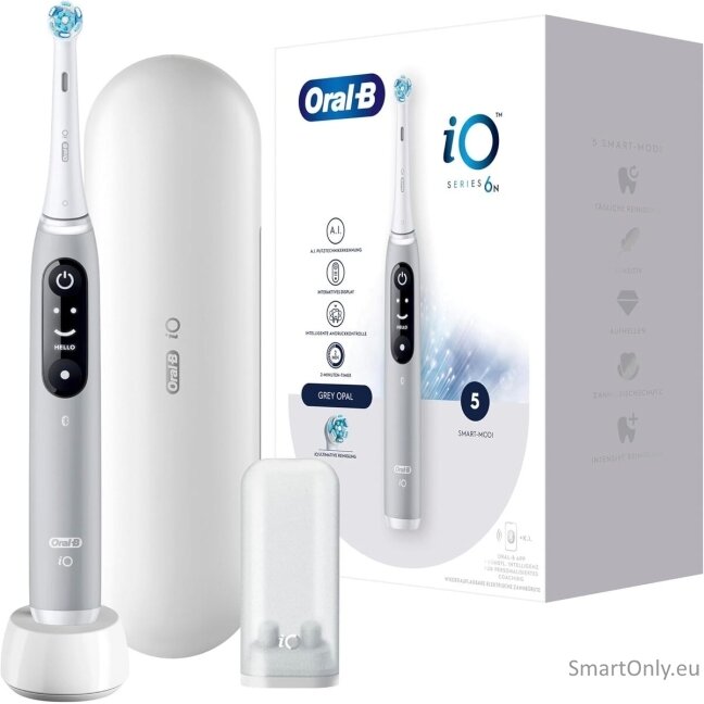 Oral-B Electric Toothbrush | iO6s | Rechargeable | For adults | Number of brush heads included 1 | Number of teeth brushing modes 5 | Grey Opal Oral-B Electric Toothbrush | iO6s | Rechargeable | For adults | Number of brush heads included 1 | Number of teeth brushing modes 5 | Grey Opal