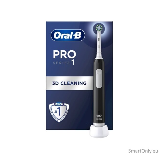 Oral-B Electric Toothbrush Pro Series 1 Cross Action Rechargeable, For adults, Number of brush heads included 1, Black, Number of teeth brushing modes 3 2 Oral-B Electric Toothbrush Pro Series 1 Cross Action Rechargeable, For adults, Number of brush heads included 1, Black, Number of teeth brushing modes 3 2