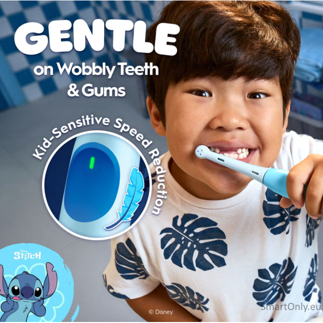 Oral-B Electric Toothbrush with Travel Case, 6Y+ | iO Kids Disney Stitch | Rechargeable | For kids | Number of brush heads included 1 | Number of teeth brushing modes 3 3