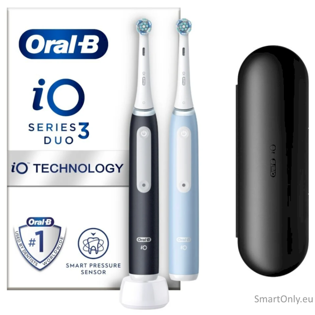 Oral-B iO3 Series Electric Toothbrush Duo Pack, Matt Black/Ice Blue Oral-B 1 Oral-B iO3 Series Electric Toothbrush Duo Pack, Matt Black/Ice Blue Oral-B 1