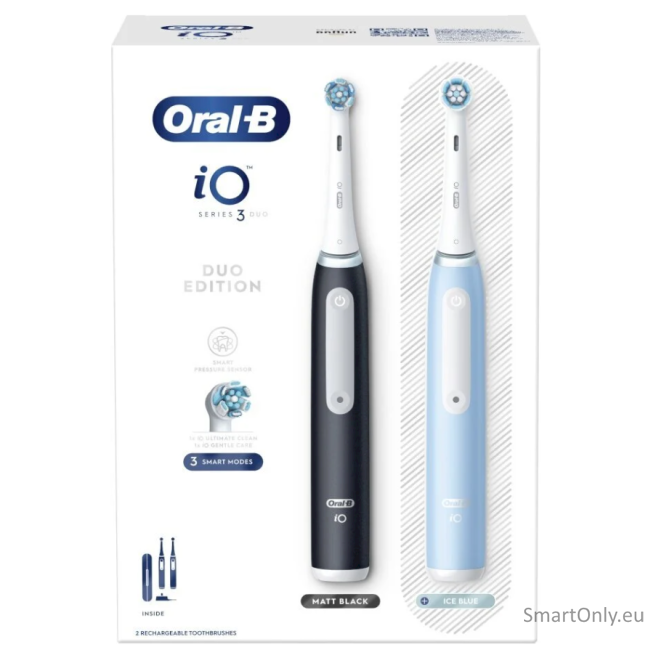 Oral-B iO3 Series Electric Toothbrush Duo Pack, Matt Black/Ice Blue Oral-B 2 Oral-B iO3 Series Electric Toothbrush Duo Pack, Matt Black/Ice Blue Oral-B 2