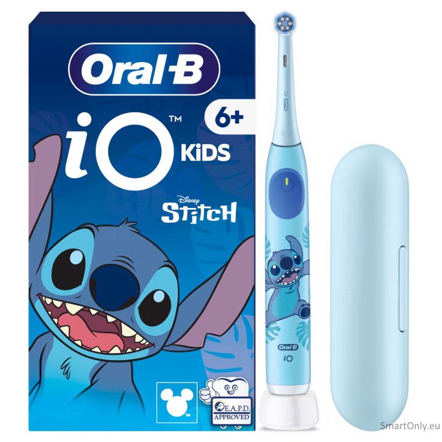 Oral-B Electric Toothbrush with Travel Case, 6Y+ | iO Kids Disney Stitch | Rechargeable | For kids | Number of brush heads included 1 | Number of teeth brushing modes 3 Oral-B Electric Toothbrush with Travel Case, 6Y+ | iO Kids Disney Stitch | Rechargeable | For kids | Number of brush heads included 1 | Number of teeth brushing modes 3
