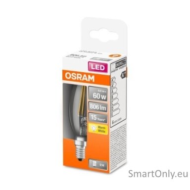 Osram Parathom Retrofit Classic B 60 E14, 6 W, Warm White, 60 W, 6kWh/1000h, 806 lm