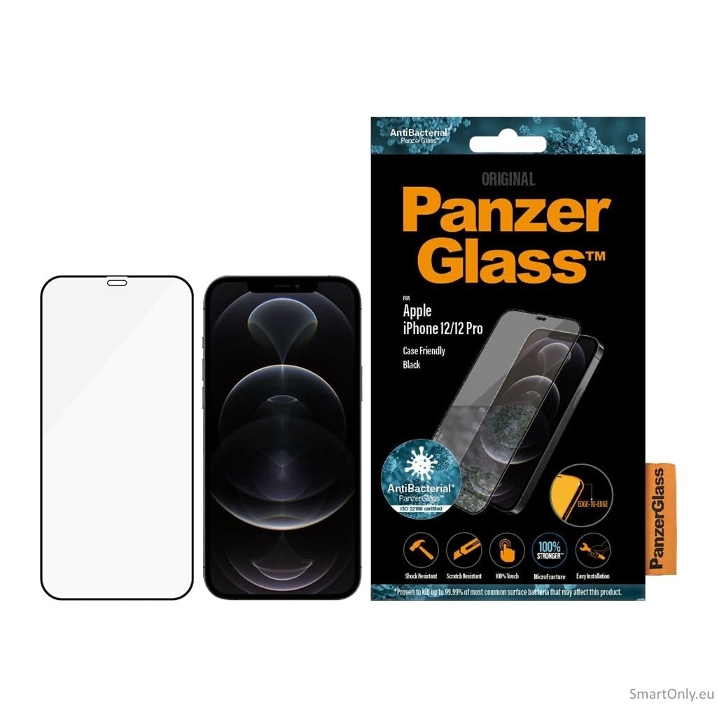 PanzerGlass For iPhone 12/12 Pro, Glass, Black, Clear Screen Protector, 6.1 " 14 PanzerGlass For iPhone 12/12 Pro, Glass, Black, Clear Screen Protector, 6.1 " 14