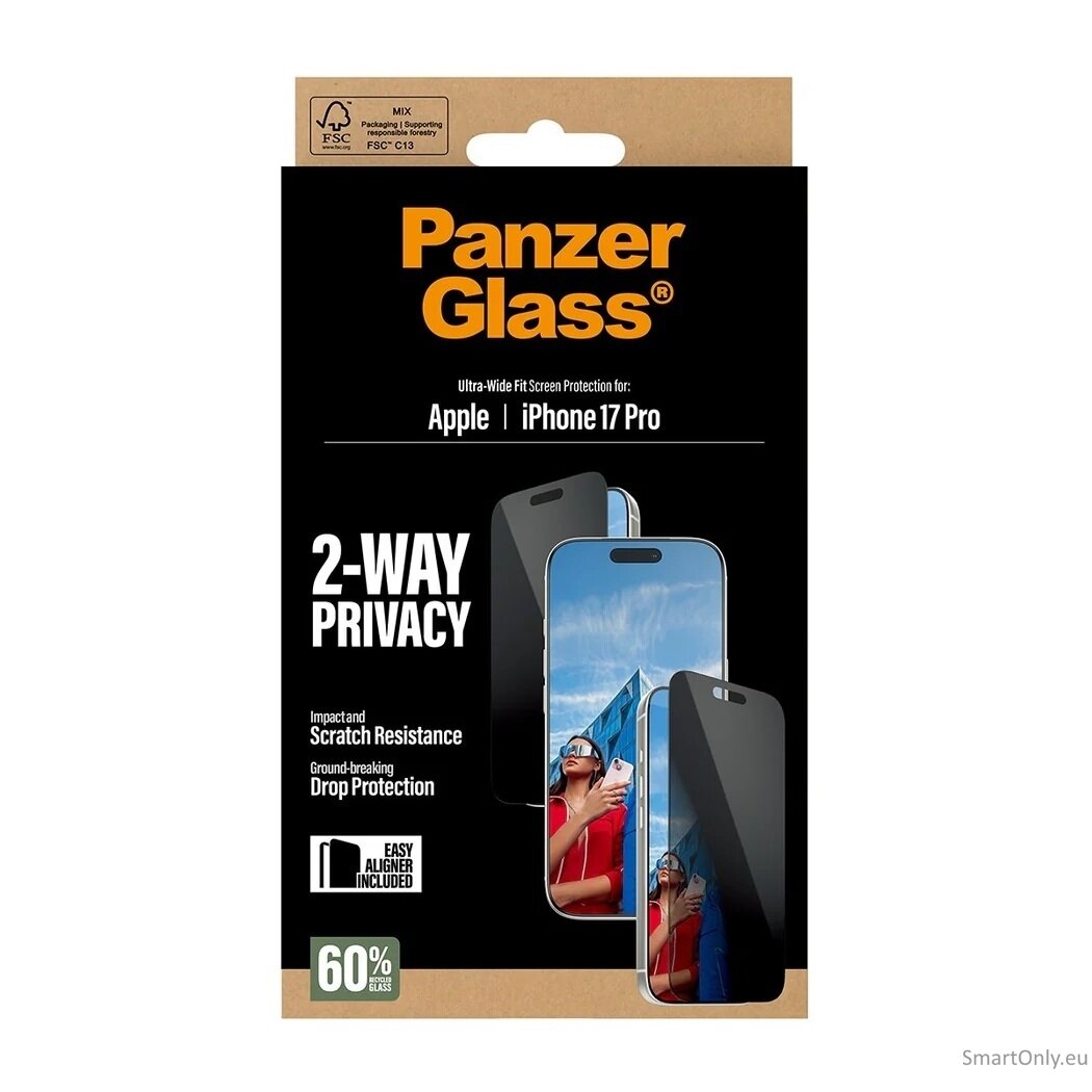 PanzerGlass Screen protector | Apple | iPhone 17 Pro | Glass | Transparent | Ultra-Wide Fit w. EasyAligner 3