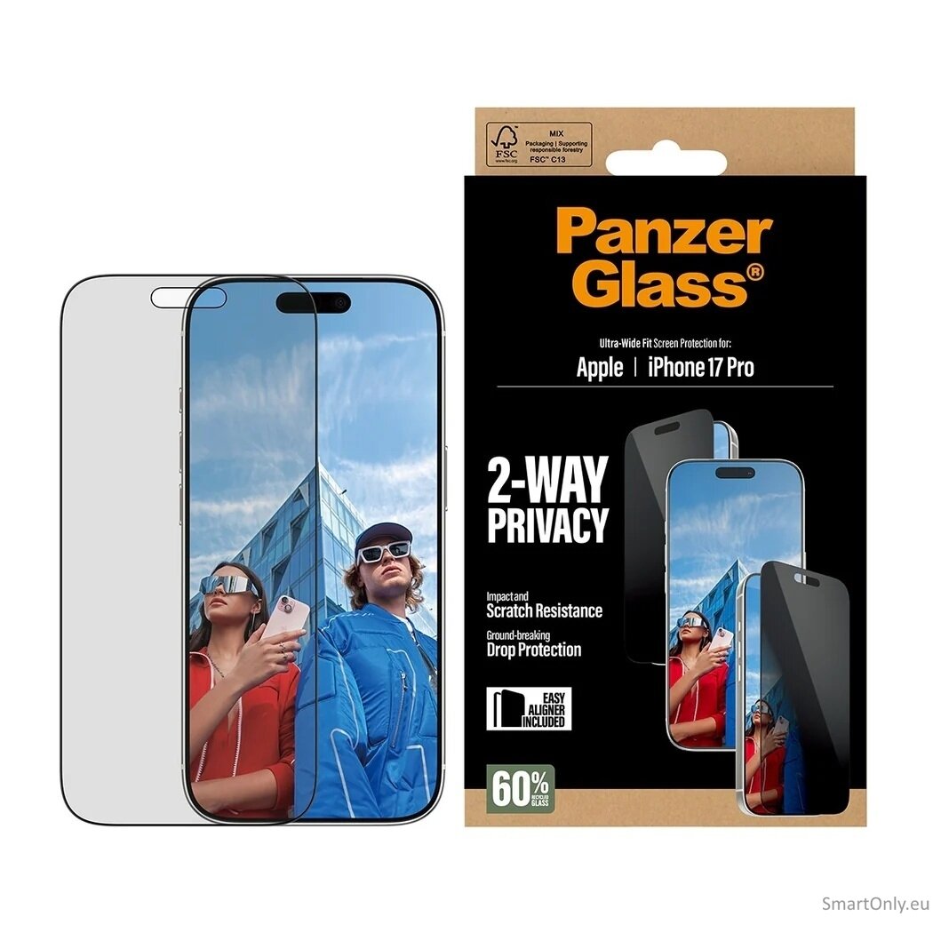 PanzerGlass Screen protector | Apple | iPhone 17 Pro | Glass | Transparent | Ultra-Wide Fit w. EasyAligner PanzerGlass Screen protector | Apple | iPhone 17 Pro | Glass | Transparent | Ultra-Wide Fit w. EasyAligner