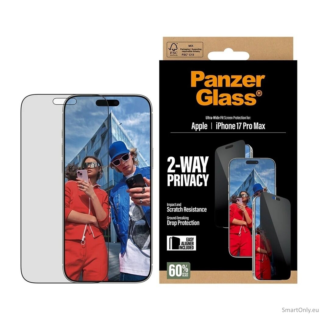 PanzerGlass Screen protector | Apple | iPhone 17 Pro Max | Glass | Transparent | Ultra-Wide Fit w. EasyAligner PanzerGlass Screen protector | Apple | iPhone 17 Pro Max | Glass | Transparent | Ultra-Wide Fit w. EasyAligner