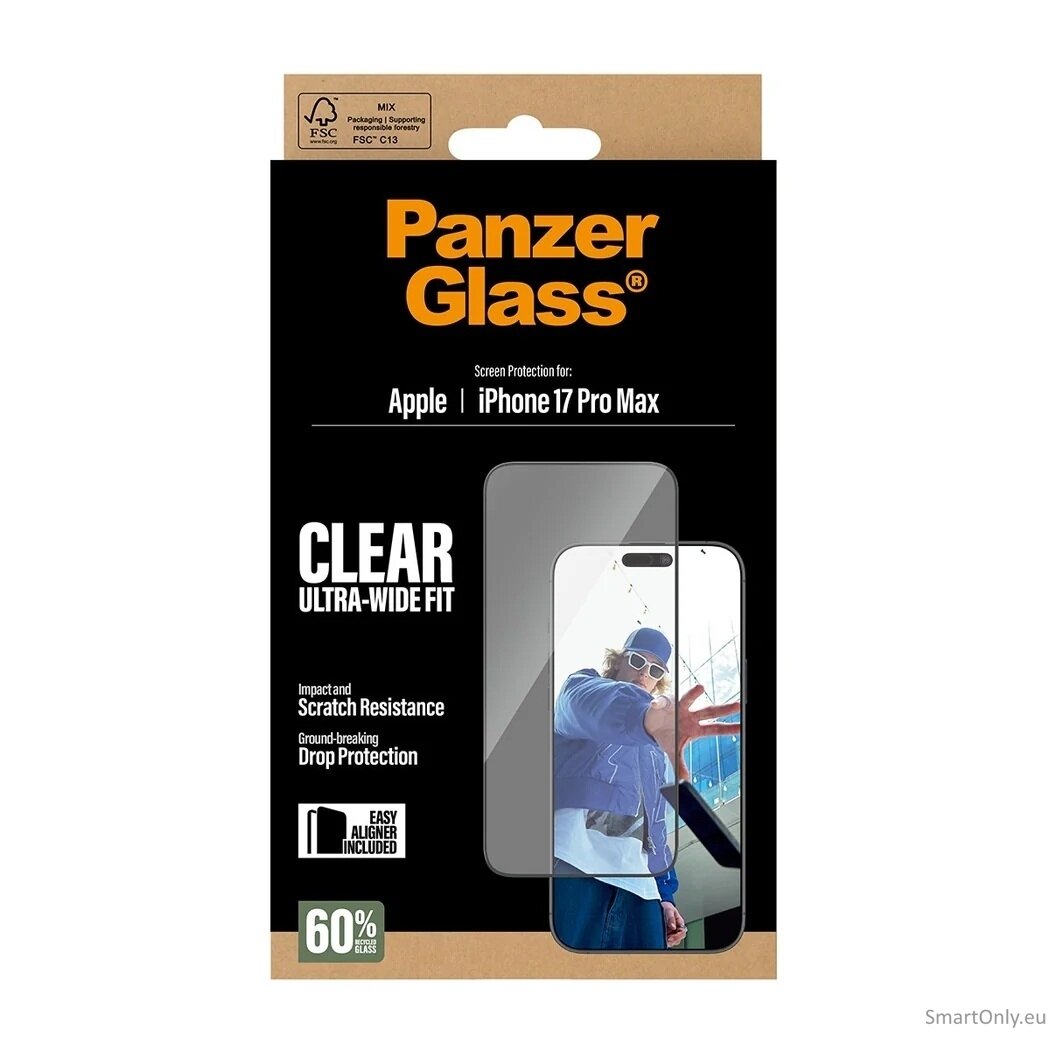 PanzerGlass Screen protector | Apple | iPhone 17 Pro Max | Glass | Transparent | Ultra-Wide Fit w. EasyAligner 3 PanzerGlass Screen protector | Apple | iPhone 17 Pro Max | Glass | Transparent | Ultra-Wide Fit w. EasyAligner 3