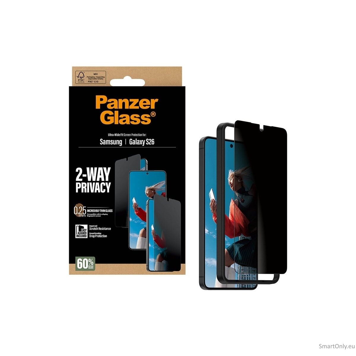 PanzerGlass 2-Way Privacy Screen Protector Samsung New Galaxy S26 | Ultra-Wide Fit w. EasyAligner | PanzerGlass 2 PanzerGlass 2-Way Privacy Screen Protector Samsung New Galaxy S26 | Ultra-Wide Fit w. EasyAligner | PanzerGlass 2