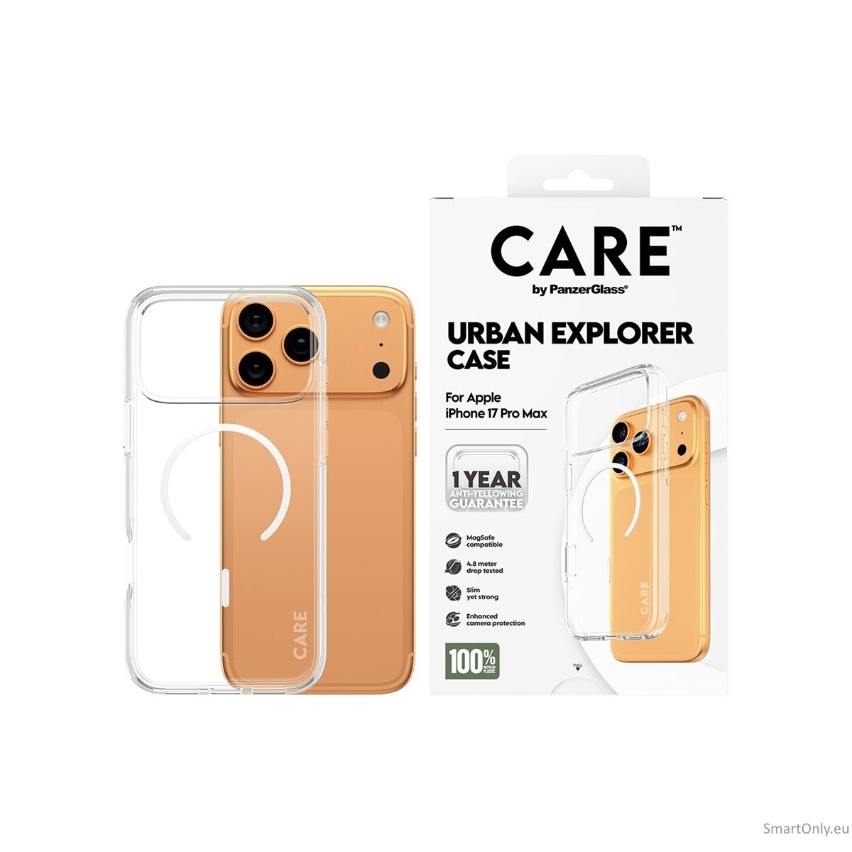 PanzerGlass Flagship Case | Back cover | Apple | iPhone 17 Pro Max | Recycled plastic | Transparent | Urban Explorer w. White MagSafe 6 PanzerGlass Flagship Case | Back cover | Apple | iPhone 17 Pro Max | Recycled plastic | Transparent | Urban Explorer w. White MagSafe 6