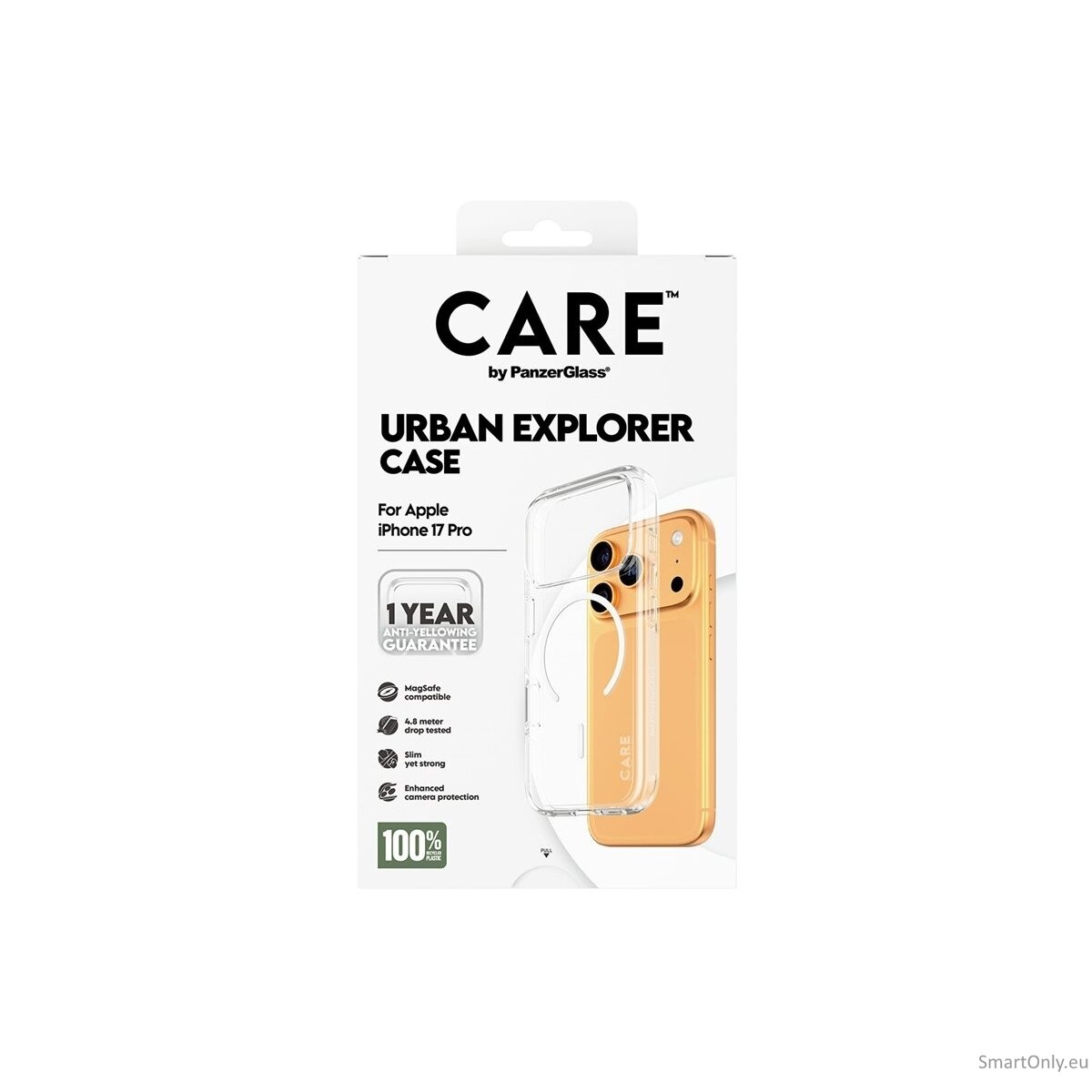 PanzerGlass Flagship Case | Back cover | Apple | iPhone 17 Pro | Recycled plastic | Transparent | Urban Explorer w. White MagSafe 8