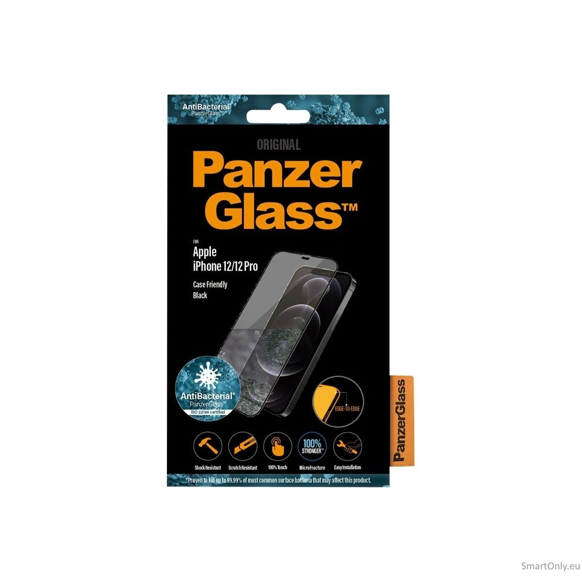 PanzerGlass For iPhone 12/12 Pro, Glass, Black, Clear Screen Protector, 6.1 " 16