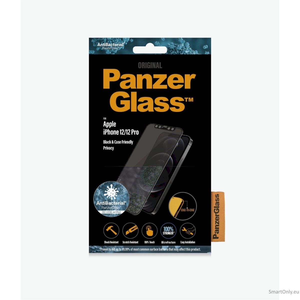 PanzerGlass For iPhone 12/12 Pro, Glass, Black, Clear Screen Protector, 6.1 " 2 PanzerGlass For iPhone 12/12 Pro, Glass, Black, Clear Screen Protector, 6.1 " 2