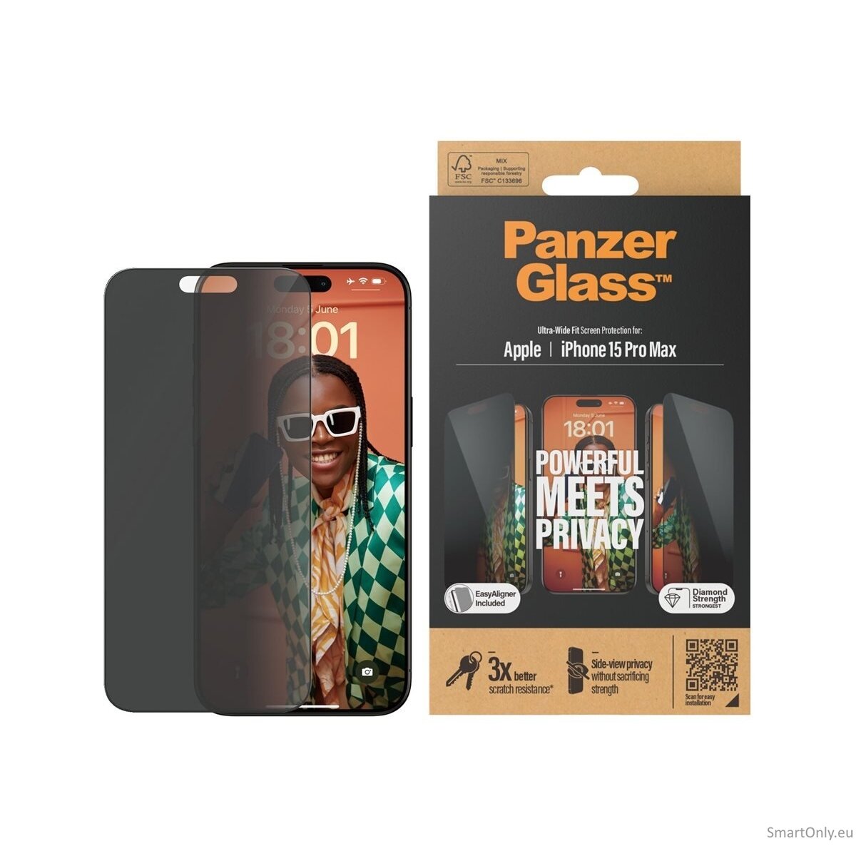 PanzerGlass Privacy Screen Protector iPhone 15 Pro Max, Ultra-Wide Fit W. Easyaligner 2 PanzerGlass Privacy Screen Protector iPhone 15 Pro Max, Ultra-Wide Fit W. Easyaligner 2