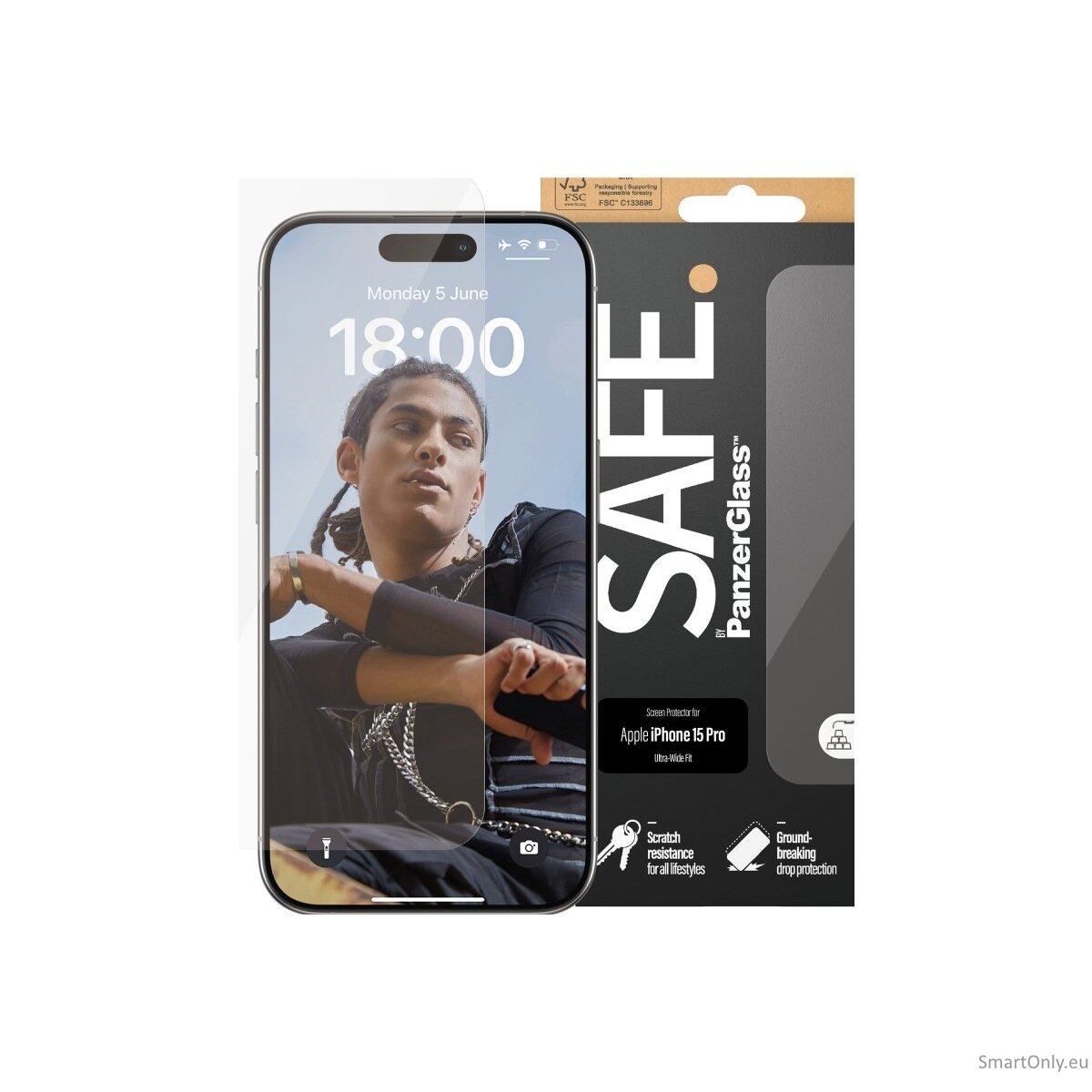 PanzerGlass SAFE. Screen Protector Iphone15 PRO Ultra-Wide Fit PanzerGlass 5 PanzerGlass SAFE. Screen Protector Iphone15 PRO Ultra-Wide Fit PanzerGlass 5