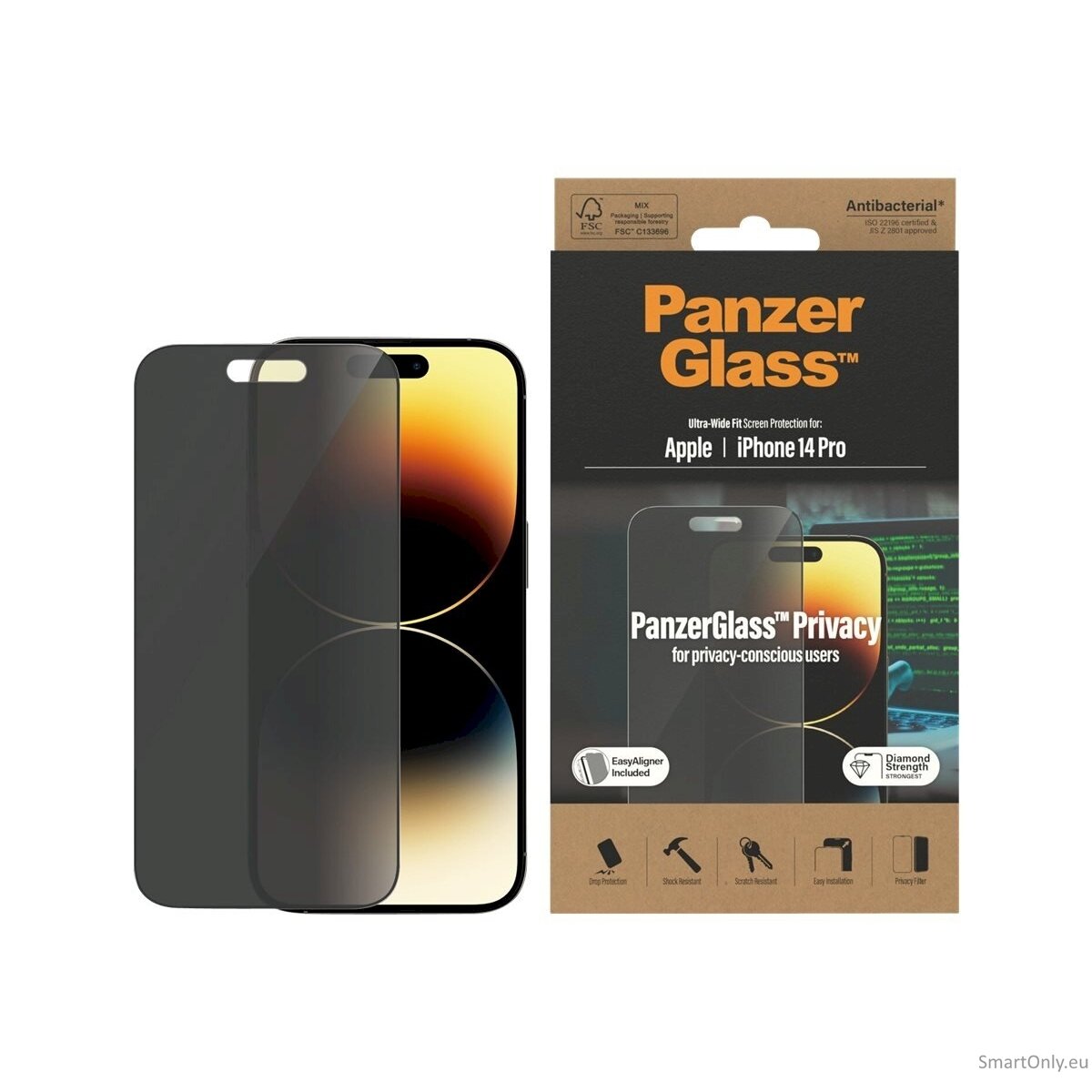 PanzerGlass Screen protector, Apple, iPhone 14 Pro, Glass, Black, Privacy 8 PanzerGlass Screen protector, Apple, iPhone 14 Pro, Glass, Black, Privacy 8