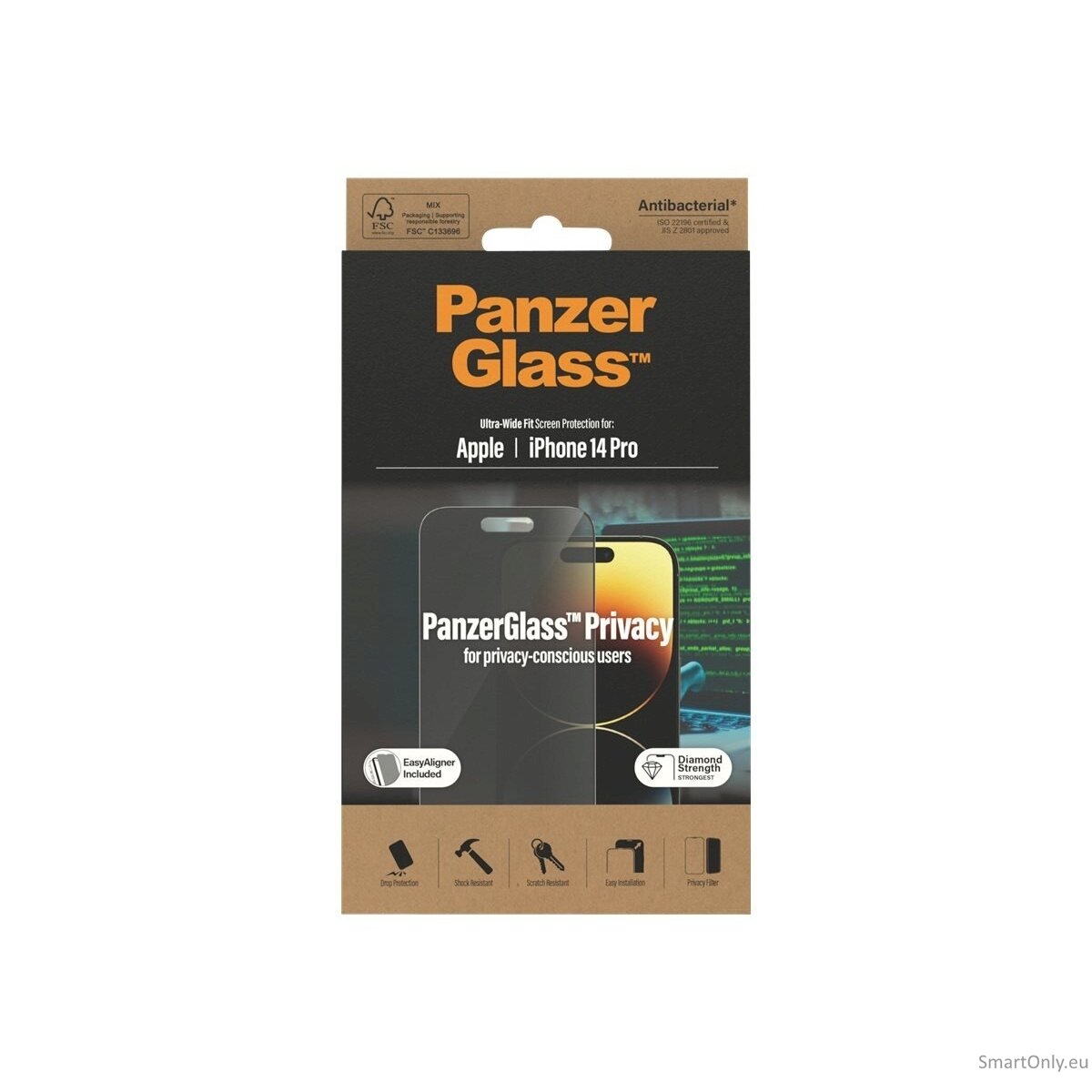PanzerGlass Screen protector, Apple, iPhone 14 Pro, Glass, Black, Privacy 11 PanzerGlass Screen protector, Apple, iPhone 14 Pro, Glass, Black, Privacy 11